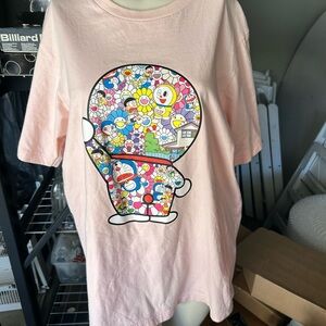 Uniqlo 2017 Tokyo Murakami Doraemon Pink Shirt Adult Size Medium as is condition